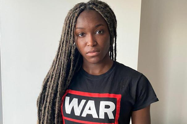 War Child ambassador Rinsola Babajide wears a War Child black T-Shirt.