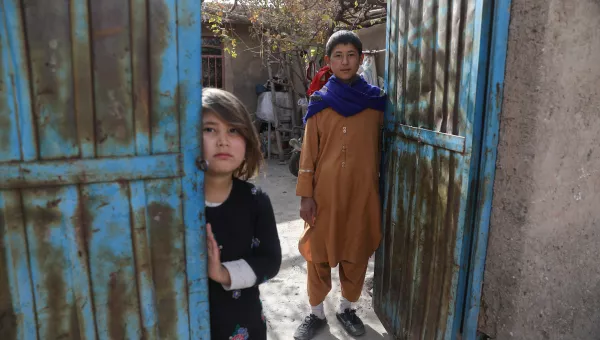 Participant Hassan at home with his sister in Afghanistan.