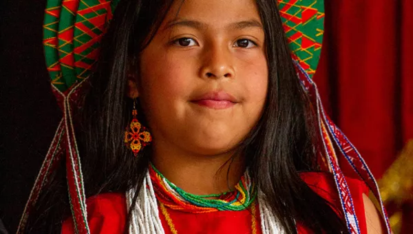 Girl from Colombia wearing traditional clothing. 