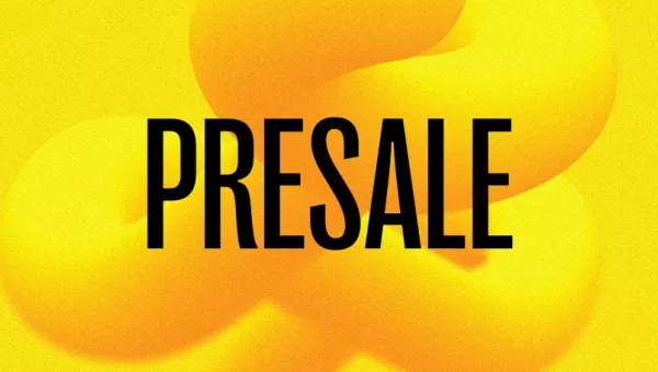 Presale written on a yellow background.