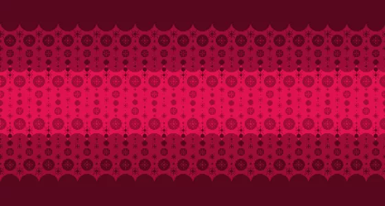 Jingle Jam background graphic, featuring red blocks of colour which transition from dark red to medium red to light red to medium red to dark red. There are graphics of various snowflake designs sitting over the red gradients. 