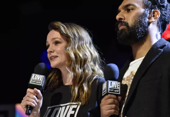 Love not War presenters Carey Mulligan and Himesh Patel.