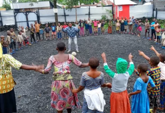 Children taking part in Team Up - a psychosocial support programme.