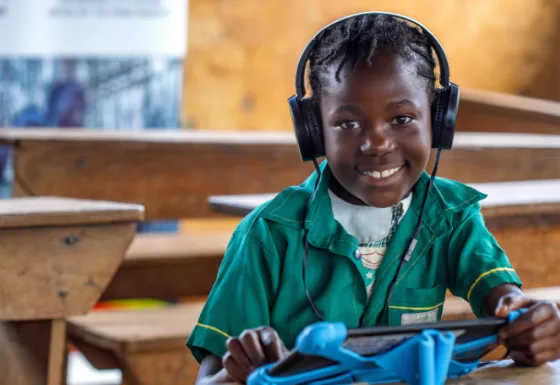 Child in Uganda taking part in Can't Wait to Learn.