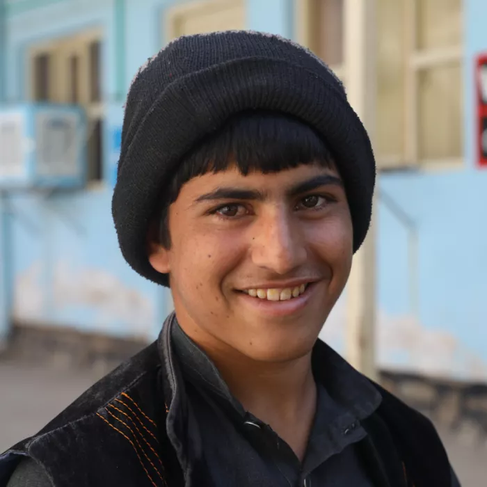 Participant Ahmad outside the War Child centre in Herat, Afghanistan.